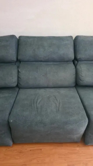 Sofá 3 plazas gris/verde tela