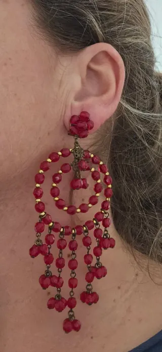 Pendientes y Peinecillos Flamenca Rojos