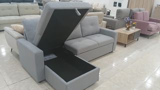 Sofá Chaiselongue Gris y Beige