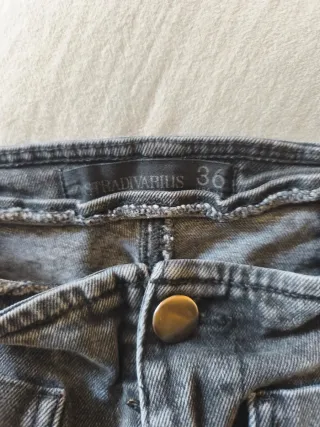 Stradivarius Jeans Gris Talla 36 Bolsillos