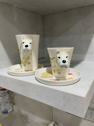 Set 2 Tazze con Cane e Sottotazza