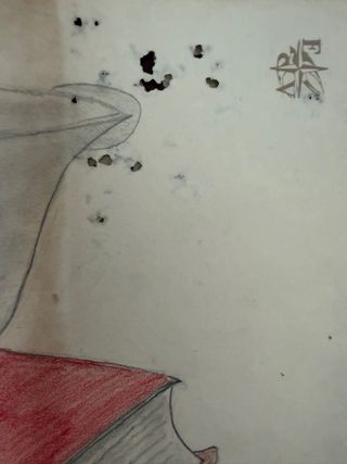 Dibujo vintage bodegón libro y recipiente