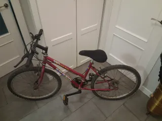 Bicicleta de montaña juvenil roja