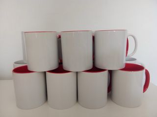 18 Tazas blancas e interior color para sublimar