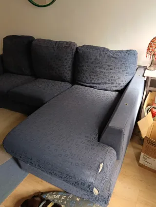 Sofá chaiselong tela azul