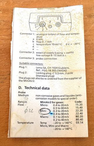 Anemometro digitale MiniAir2 Schiltknecht