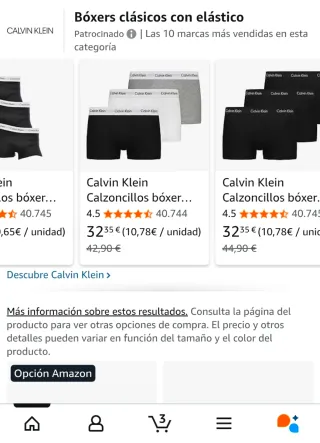 Calvin Klein 3 calzoncillos boxer Algodón Stretch