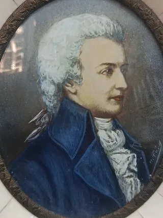 Miniatura siglo XIX, marco de hueso.Francia