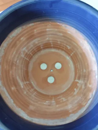 Maceta de cerámica azul