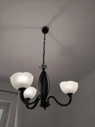 Lampadario ferro battuto nero