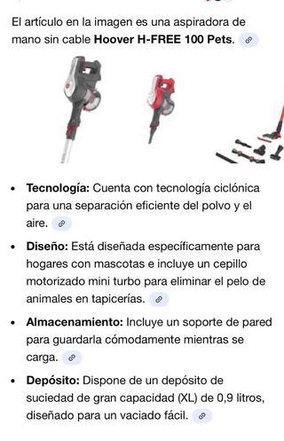 Aspiradora Hoover sin cable