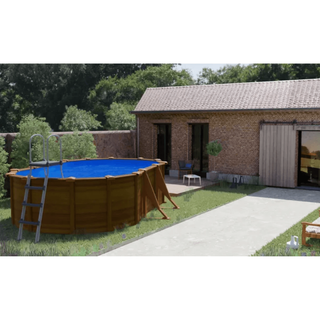Piscina Acero Ovalada Madera 500x300x120 cm