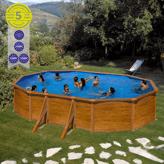 Piscina Acero Ovalada Madera 500x300x120 cm