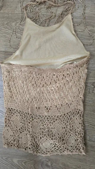 Conjunto Diabless falda y top ganchillo dorado