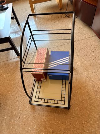 Carrito auxiliar metal y cristal . Antiguo