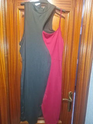 Vestido talla grande negro y rojo