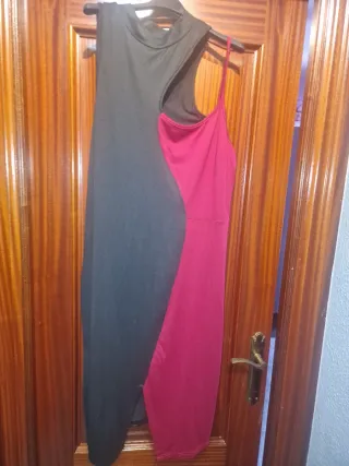 Vestido talla grande negro y rojo