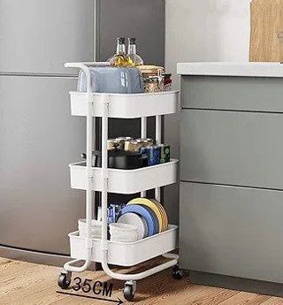 Carro Estante Cocina Organizador Blanco y negro