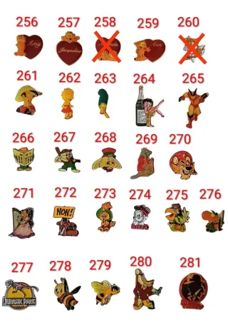 Pins temática dibujos.