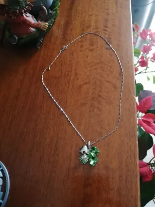 Collana Argento Ciondolo Quadrifoglio Cristalli
