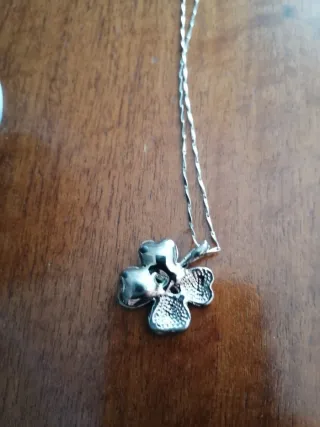 Collana Argento Ciondolo Quadrifoglio Cristalli