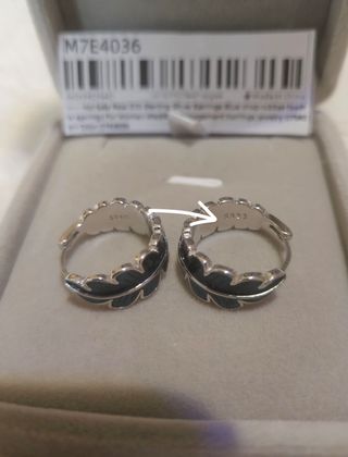 Orecchini Argento 925 Smalto Blu Foglia