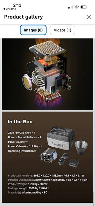 SMALLRIG RC 220B Pro 220W COB Video Light, 2700K t