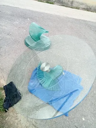 Mesa de centro vintage de cristal