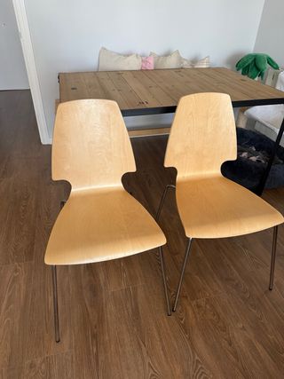 2 Sillas Comedor Madera y Cromado