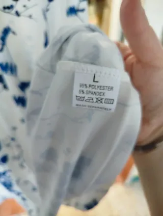 Vestido largo floral blanco y azul Talla L