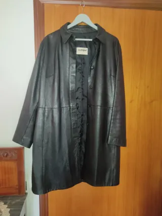 Cappotto 3/4 in pelle nero Conbipel