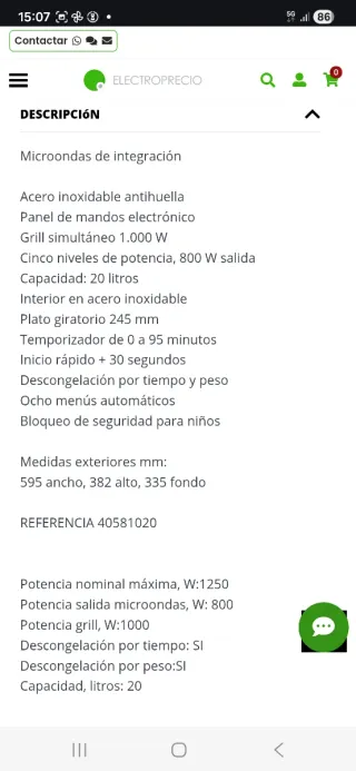 Microondas Teka ME 20 FI