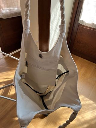 Borsa spiaggia cotone righe bianche blu