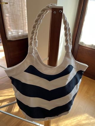 Borsa spiaggia cotone righe bianche blu