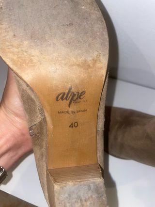 Botines tacón beige/marrón