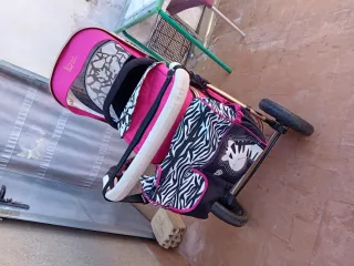 Carrito bebé 2en1 rosa y dorado