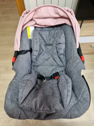 Silla de coche bebé rosa y gris ASALVO