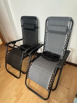 2 Lettini Pieghevoli in Tela e Metallo