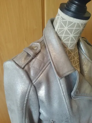 Cazadora Biker Plata Talla L