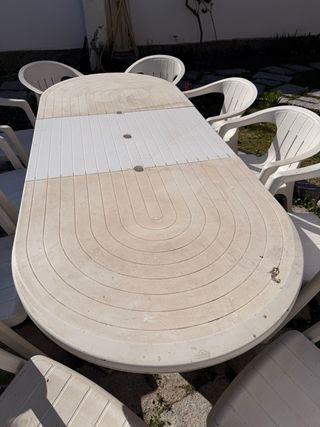 Mesa y 10 Sillas de Jardín Plástico Blanco