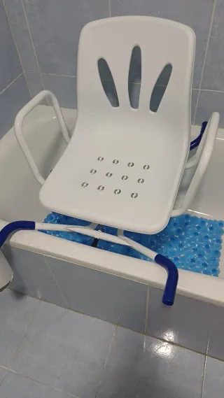 Silla de Bañera Blanca y Azul