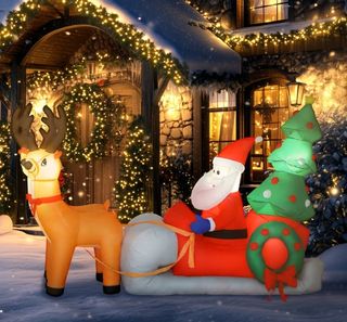 Papá Noel Hinchable con Trineo y Renos