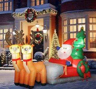 Papá Noel Hinchable con Trineo y Renos