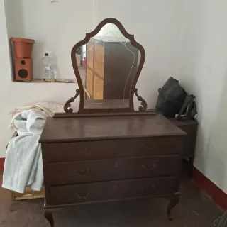 Cómoda antigua de madera Tocador,cabecero cama