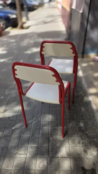 Pareja Sillas Retro Industrial Rojo Blanco