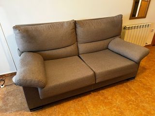 Sofá 2 plazas gris tela
