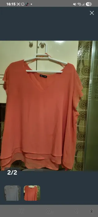 Blusa gasa  Talla 4 y 5 XL color coral