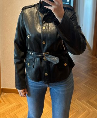 Chaqueta Piel Negra Talla XS