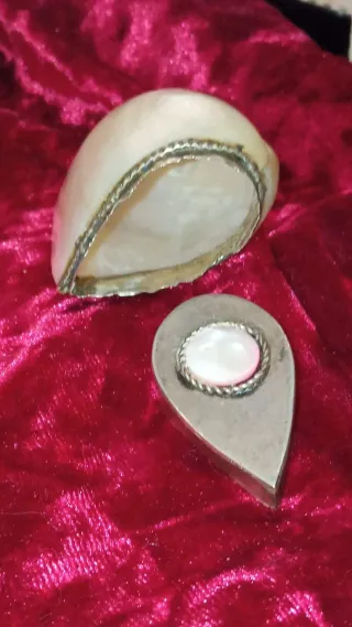 Bote Rape Nácar y Plata Antiguo