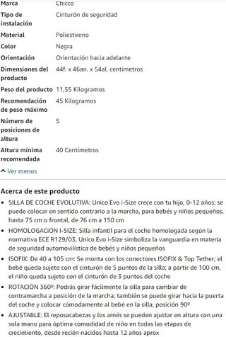 Chicco Unico EVO I-Size Silla de Coche IsoFix 360
